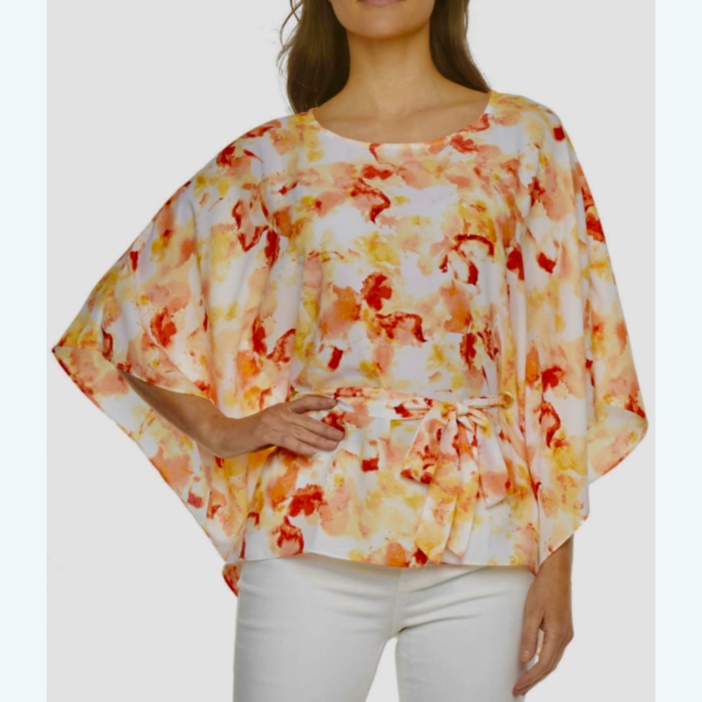 *NWT* Bold Elements* Belted Top with 3/4 Flutter Sleeve